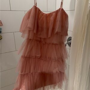 Elegant Pink Ruffled Mini Dress